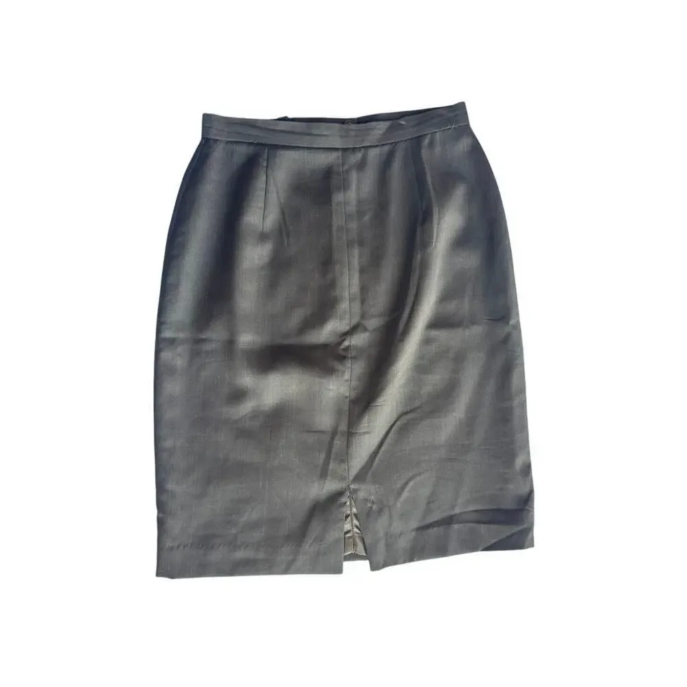 Woolmark Jones New York Skirt Size 6 Green 100% Wool Pencil Skirt Knee Length
